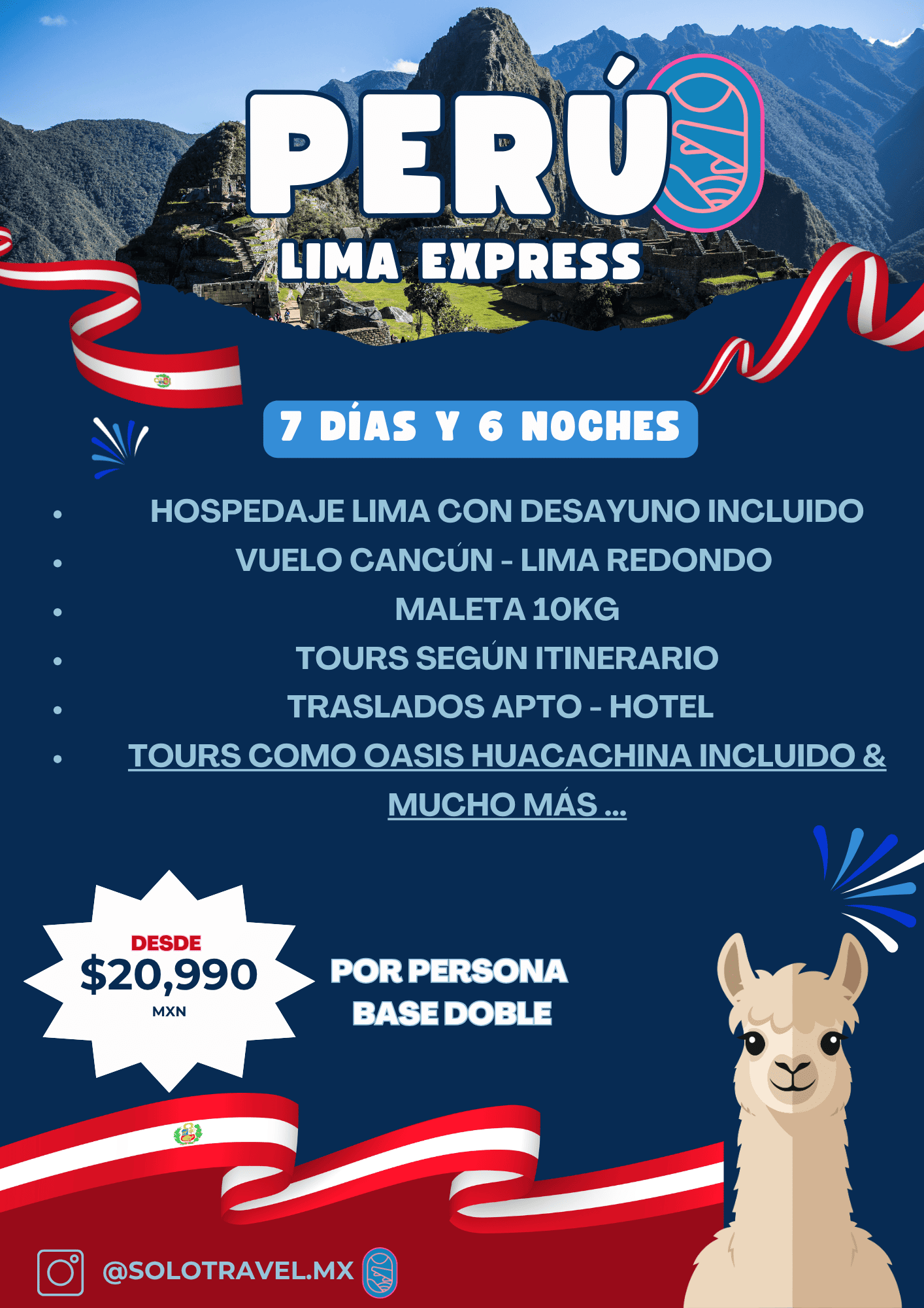 Paquete de viaje a Lima, Perú